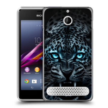 Пластиковый чехол на Sony Xperia E1 с принтом Темный леопард Пластиковый чехол на Sony Xperia E1 с принтом Темный леопард