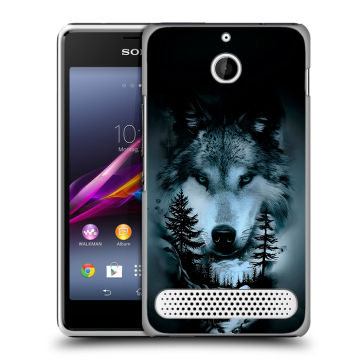 Пластиковый чехол на Sony Xperia E1 с принтом Лесной волк Пластиковый чехол на Sony Xperia E1 с принтом Лесной волк