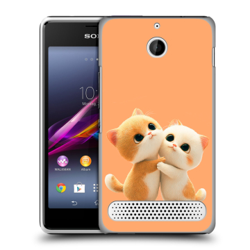 Пластиковый чехол на Sony Xperia E1 с принтом Милые котики Пластиковый чехол на Sony Xperia E1 с принтом Милые котики