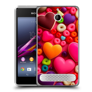 Пластиковый чехол на Sony Xperia E1 с принтом Сердечки Пластиковый чехол на Sony Xperia E1 с принтом Сердечки
