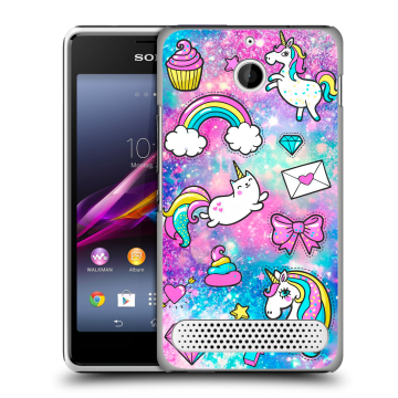 Пластиковый чехол на Sony Xperia E1 с принтом Единороги