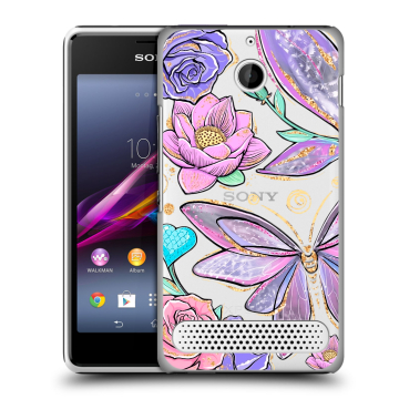 Пластиковый чехол на Sony Xperia E1 с принтом Бабочки и цветы Пластиковый чехол на Sony Xperia E1 с принтом Бабочки и цветы