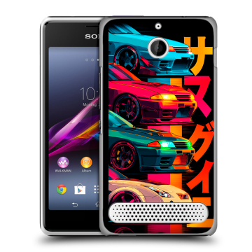 Пластиковый чехол на Sony Xperia E1 с принтом Гоночные машины