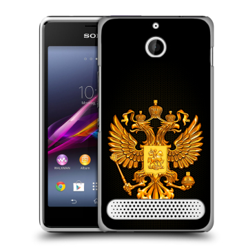 Пластиковый чехол на Sony Xperia E1 с принтом Герб России желтый