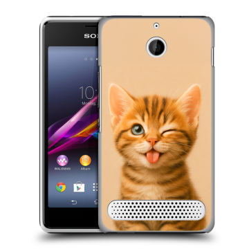 Пластиковый чехол на Sony Xperia E1 с принтом котенок