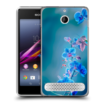 Пластиковый чехол на Sony Xperia E1 с принтом Голубые цветы