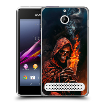 Пластиковый чехол на Sony Xperia E1 с принтом Скелет и карты Пластиковый чехол на Sony Xperia E1 с принтом Скелет и карты