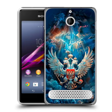 Пластиковый чехол на Sony Xperia E1 с принтом Герб флаг России Пластиковый чехол на Sony Xperia E1 с принтом Герб флаг России