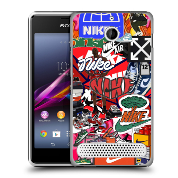 Пластиковый чехол на Sony Xperia E1 с принтом Найк Nike яркий Пластиковый чехол на Sony Xperia E1 с принтом Найк Nike яркий