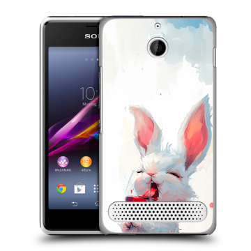 Пластиковый чехол на Sony Xperia E1 с принтом кролик зайчик Пластиковый чехол на Sony Xperia E1 с принтом кролик зайчик