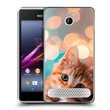 Пластиковый чехол на Sony Xperia E1 с принтом котик Пластиковый чехол на Sony Xperia E1 с принтом котик