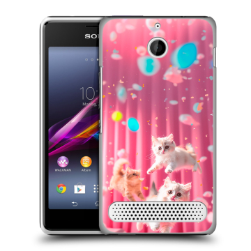Пластиковый чехол на Sony Xperia E1 с принтом милые котики Пластиковый чехол на Sony Xperia E1 с принтом милые котики