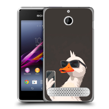 Пластиковый чехол на Sony Xperia E1 с принтом утка в очках Пластиковый чехол на Sony Xperia E1 с принтом утка в очках
