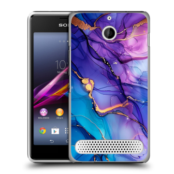 Пластиковый чехол на Sony Xperia E1 с принтом синий мрамор Пластиковый чехол на Sony Xperia E1 с принтом синий мрамор