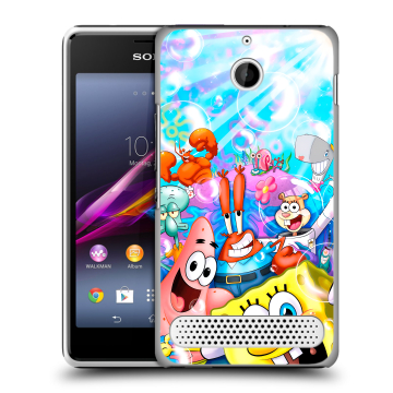 Пластиковый чехол на Sony Xperia E1 с принтом спанчбоб спанч боб