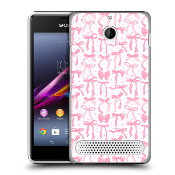 Пластиковый чехол на Sony Xperia E1 с принтом Розовые бантики