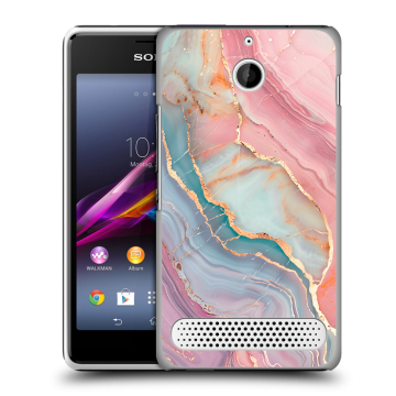 Пластиковый чехол на Sony Xperia E1 с принтом розовый мрамор