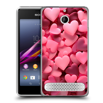 Пластиковый чехол на Sony Xperia E1 с принтом розовые сердечки