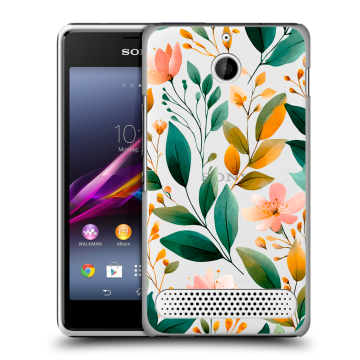 Пластиковый чехол на Sony Xperia E1 с принтом Цветы паттерн Пластиковый чехол на Sony Xperia E1 с принтом Цветы паттерн