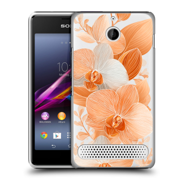 Пластиковый чехол на Sony Xperia E1 с принтом Бежевые цветы Пластиковый чехол на Sony Xperia E1 с принтом Бежевые цветы