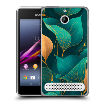 Пластиковый чехол на Sony Xperia E1 с принтом Листья и золото Пластиковый чехол на Sony Xperia E1 с принтом Листья и золото