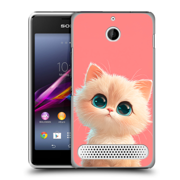 Пластиковый чехол на Sony Xperia E1 с принтом Розовый котенок Пластиковый чехол на Sony Xperia E1 с принтом Розовый котенок