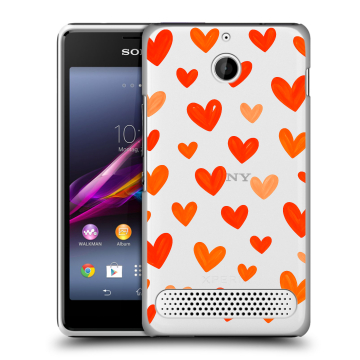 Пластиковый чехол на Sony Xperia E1 с принтом Сердечки Пластиковый чехол на Sony Xperia E1 с принтом Сердечки
