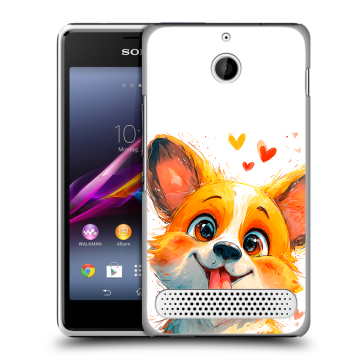 Пластиковый чехол на Sony Xperia E1 с принтом корги Пластиковый чехол на Sony Xperia E1 с принтом корги