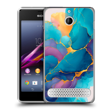 Пластиковый чехол на Sony Xperia E1 с принтом Мрамор блестки Пластиковый чехол на Sony Xperia E1 с принтом Мрамор блестки
