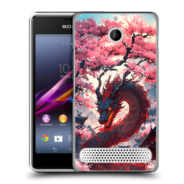 Пластиковый чехол на Sony Xperia E1 с принтом Дракон Японский
