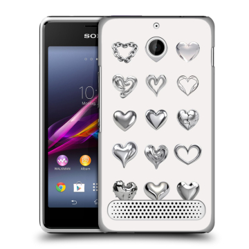 Пластиковый чехол на Sony Xperia E1 с принтом Y2K сердечки Пластиковый чехол на Sony Xperia E1 с принтом Y2K сердечки
