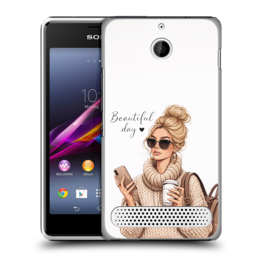 Пластиковый чехол на Sony Xperia E1 с принтом женский