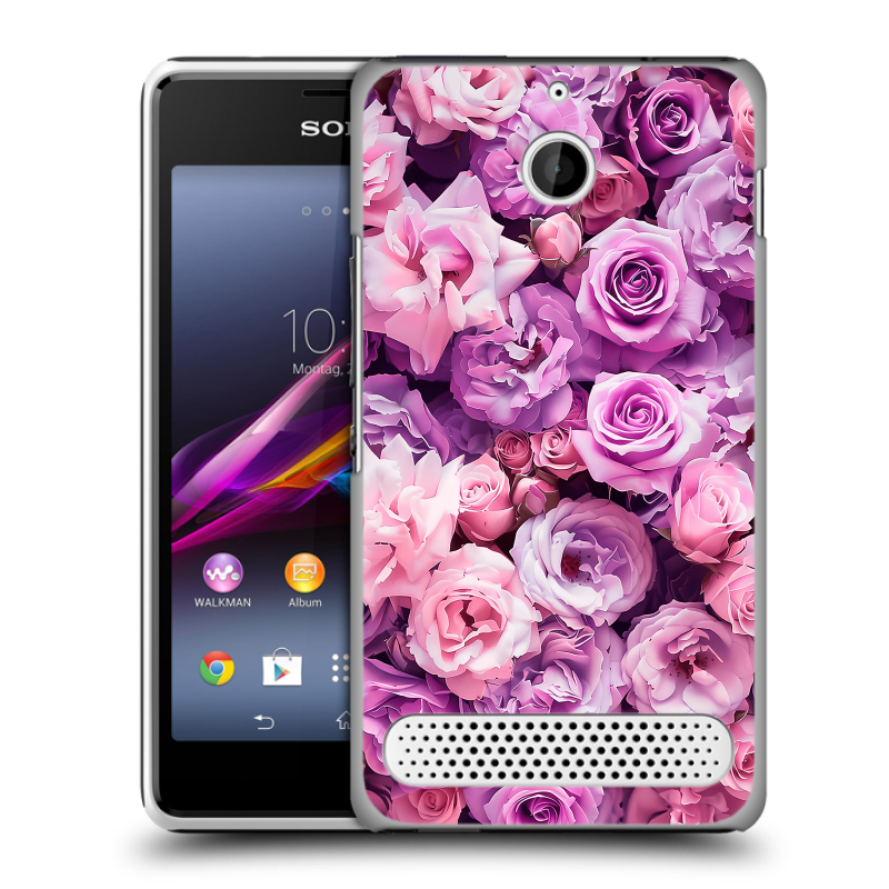 Пластиковый чехол на Sony Xperia E1 с принтом лавандовые розы Пластиковый чехол на Sony Xperia E1 с принтом лавандовые розы