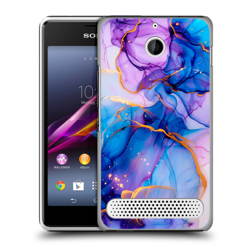Пластиковый чехол на Sony Xperia E1 с принтом синий мрамор Пластиковый чехол на Sony Xperia E1 с принтом синий мрамор