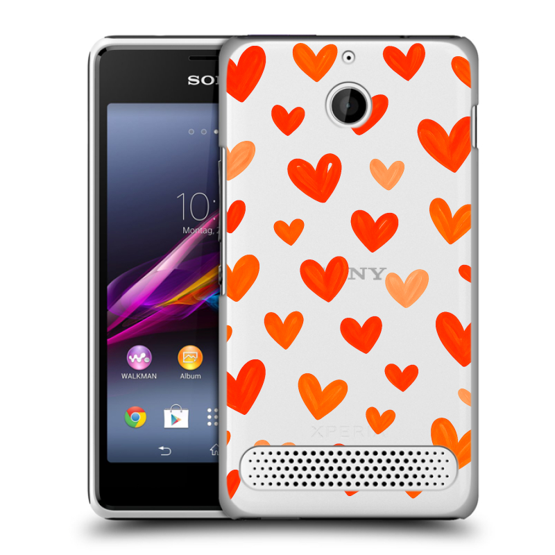 Пластиковый чехол на Sony Xperia E1 с принтом Сердечки Пластиковый чехол на Sony Xperia E1 с принтом Сердечки