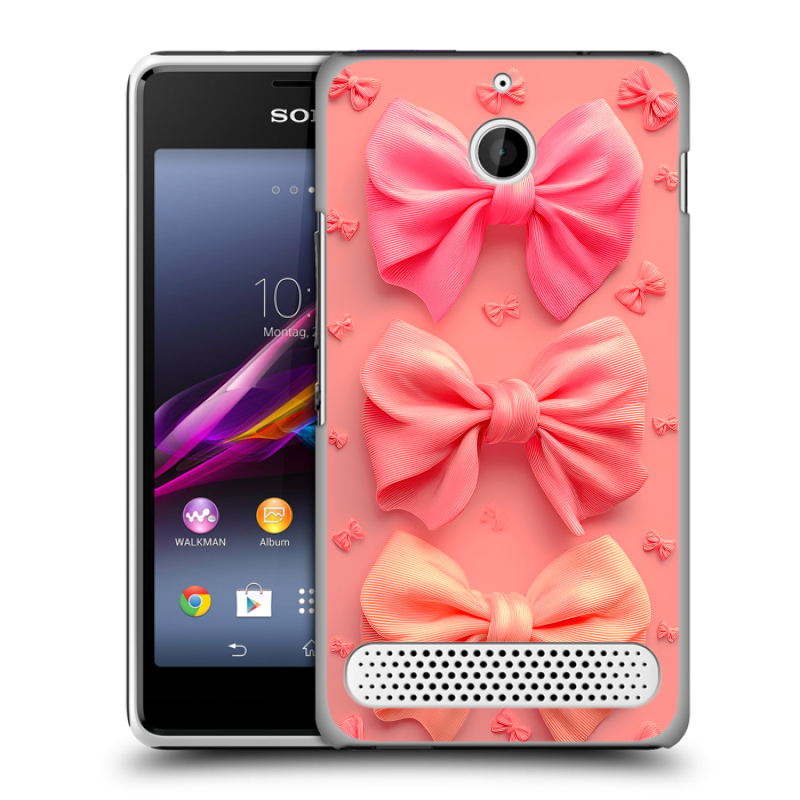 Пластиковый чехол на Sony Xperia E1 с принтом Розовые бантики Пластиковый чехол на Sony Xperia E1 с принтом Розовые бантики