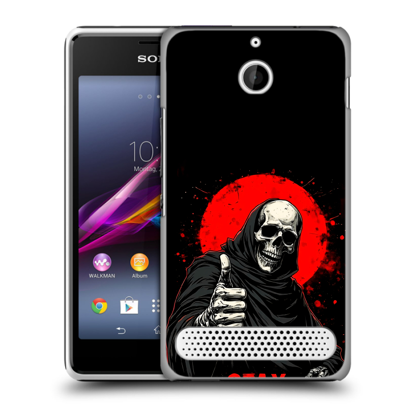 Пластиковый чехол на Sony Xperia E1 с принтом смешной скелет Пластиковый чехол на Sony Xperia E1 с принтом смешной скелет