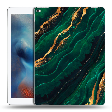 Силиконовый чехол на планшета Ipad Pro с принтом Мрамор зеленое золото