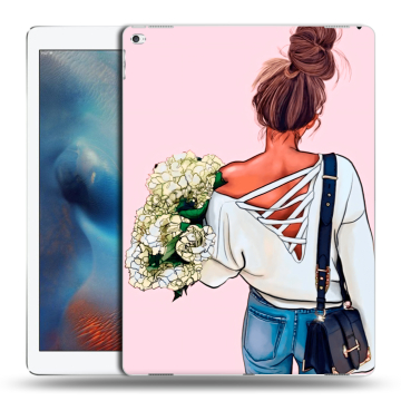 Силиконовый чехол на планшета Ipad Pro с принтом Девушка и букет