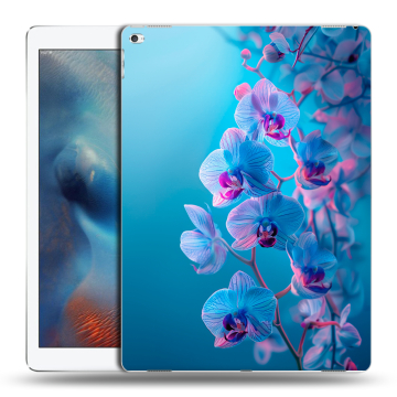Силиконовый чехол на Ipad Pro с принтом голубые орхидеи Силиконовый чехол на Ipad Pro с принтом голубые орхидеи