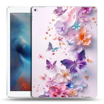 Силиконовый чехол на Ipad Pro с принтом цветы бабочки