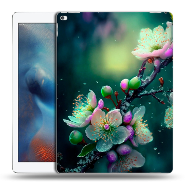 Силиконовый чехол на Ipad Pro с принтом Цветы и мрамор