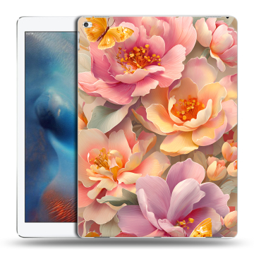 Силиконовый чехол на Ipad Pro с принтом Цветы и бабочки