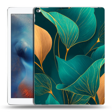 Силиконовый чехол на Ipad Pro с принтом Листья и золото