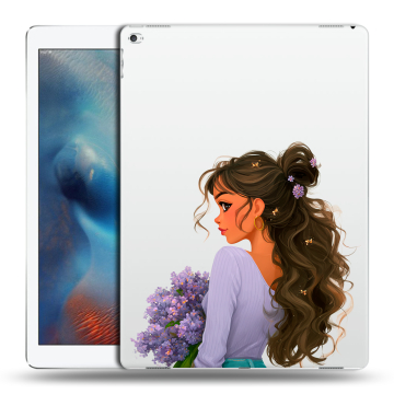 Силиконовый чехол на Ipad Pro с принтом девушка цветы