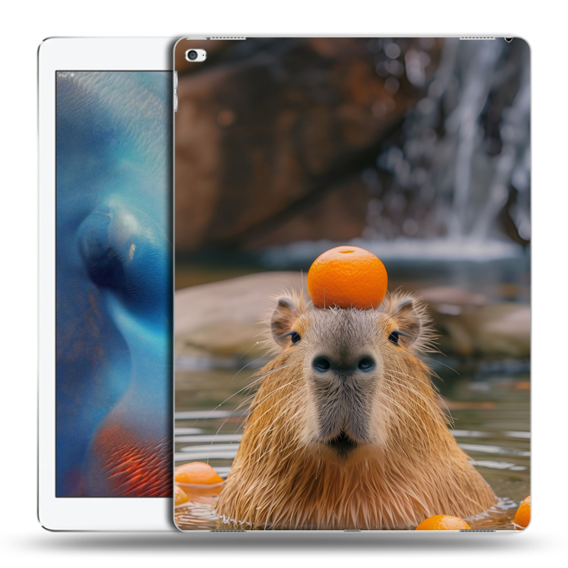 Пластиковый чехол на Ipad Pro с принтом Капибара с апельсином Пластиковый чехол на Ipad Pro с принтом Капибара с апельсином