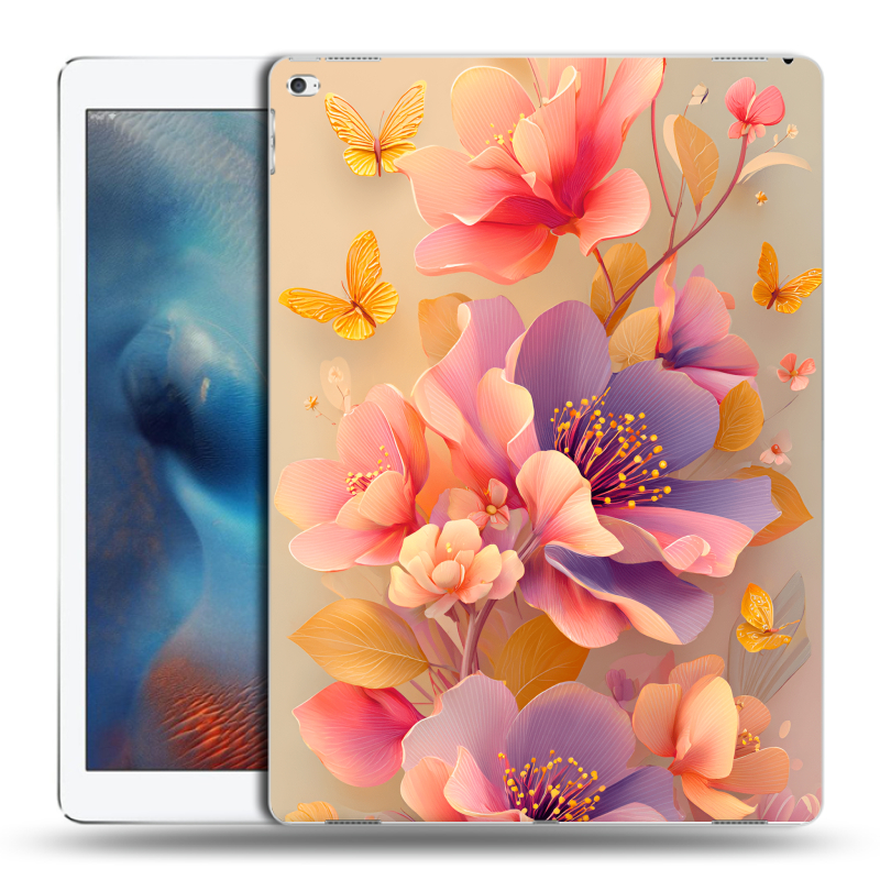 Силиконовый чехол на Ipad Pro с принтом Цветы и бабочки Силиконовый чехол на Ipad Pro с принтом Цветы и бабочки