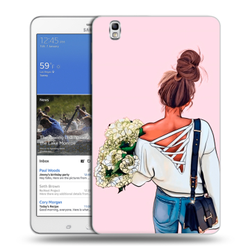 Силиконовый чехол на планшета Samsung Galaxy Tab Pro 8.4 с принтом Девушка и букет
