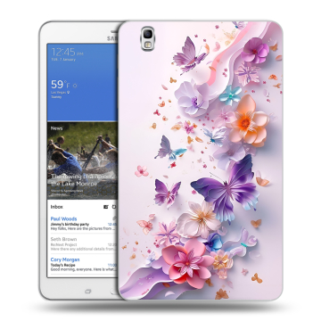 Силиконовый чехол на Samsung Galaxy Tab Pro 8.4 с принтом цветы бабочки Силиконовый чехол на Samsung Galaxy Tab Pro 8.4 с принтом цветы бабочки