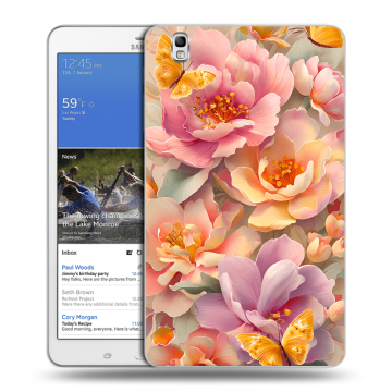 Силиконовый чехол на Samsung Galaxy Tab Pro 8.4 с принтом Цветы и бабочки